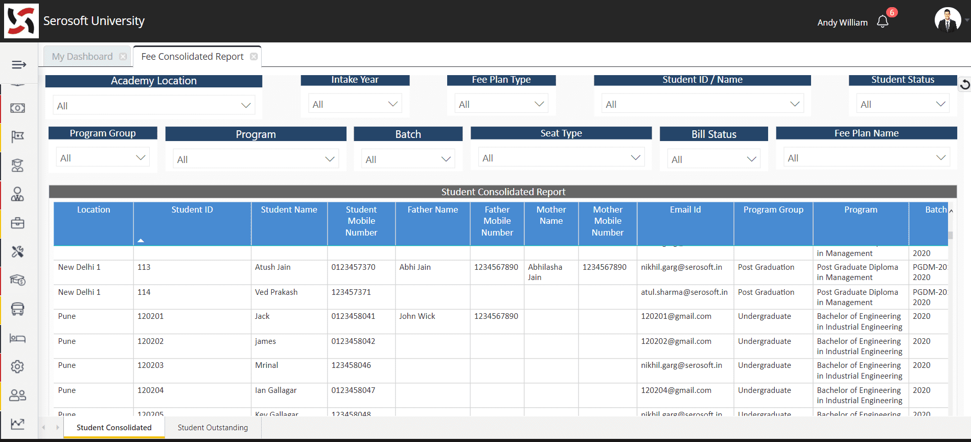 Fee Consolidated Report