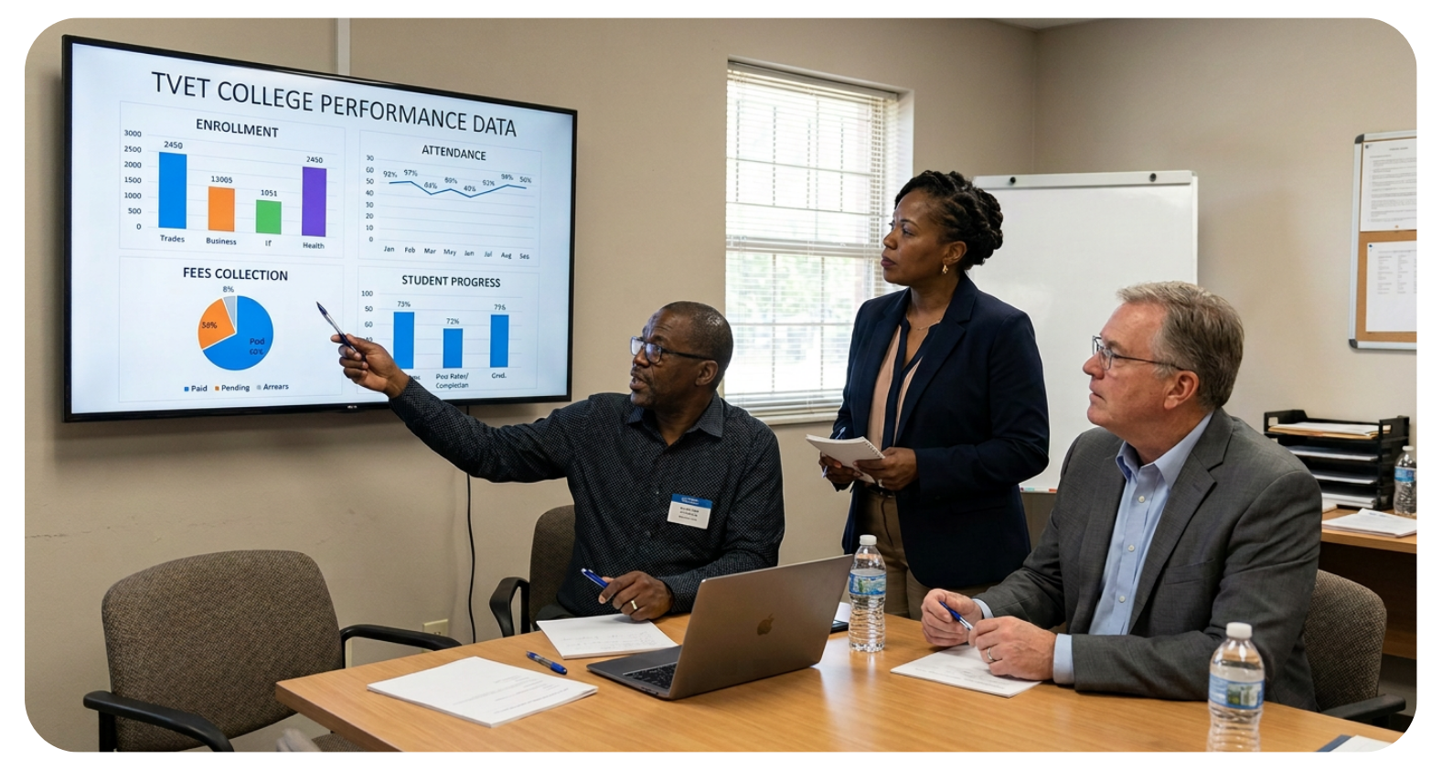 Academia by Serosoft showcasing its TVET Student Information System at an education conference